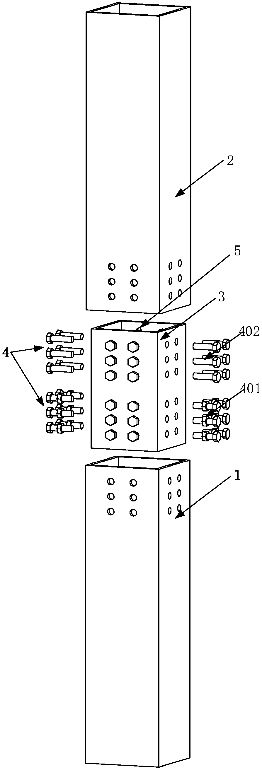 Detachable fabricated steel structure closed section column-column connecting node
