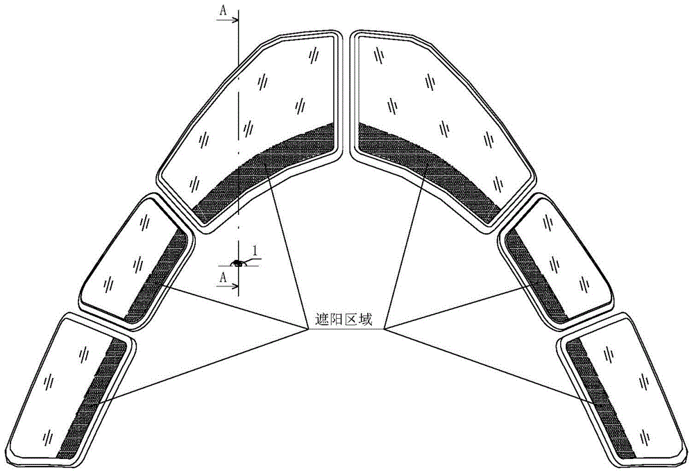 Airplane cockpit windshield structure with sun shading function