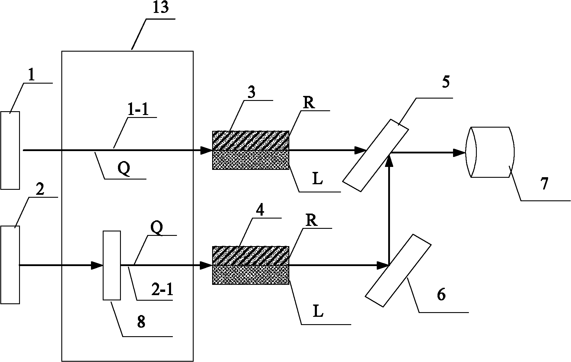 Difference-stream detecting method based on BSO (Bi12SiO20) crystal and device for realizing same