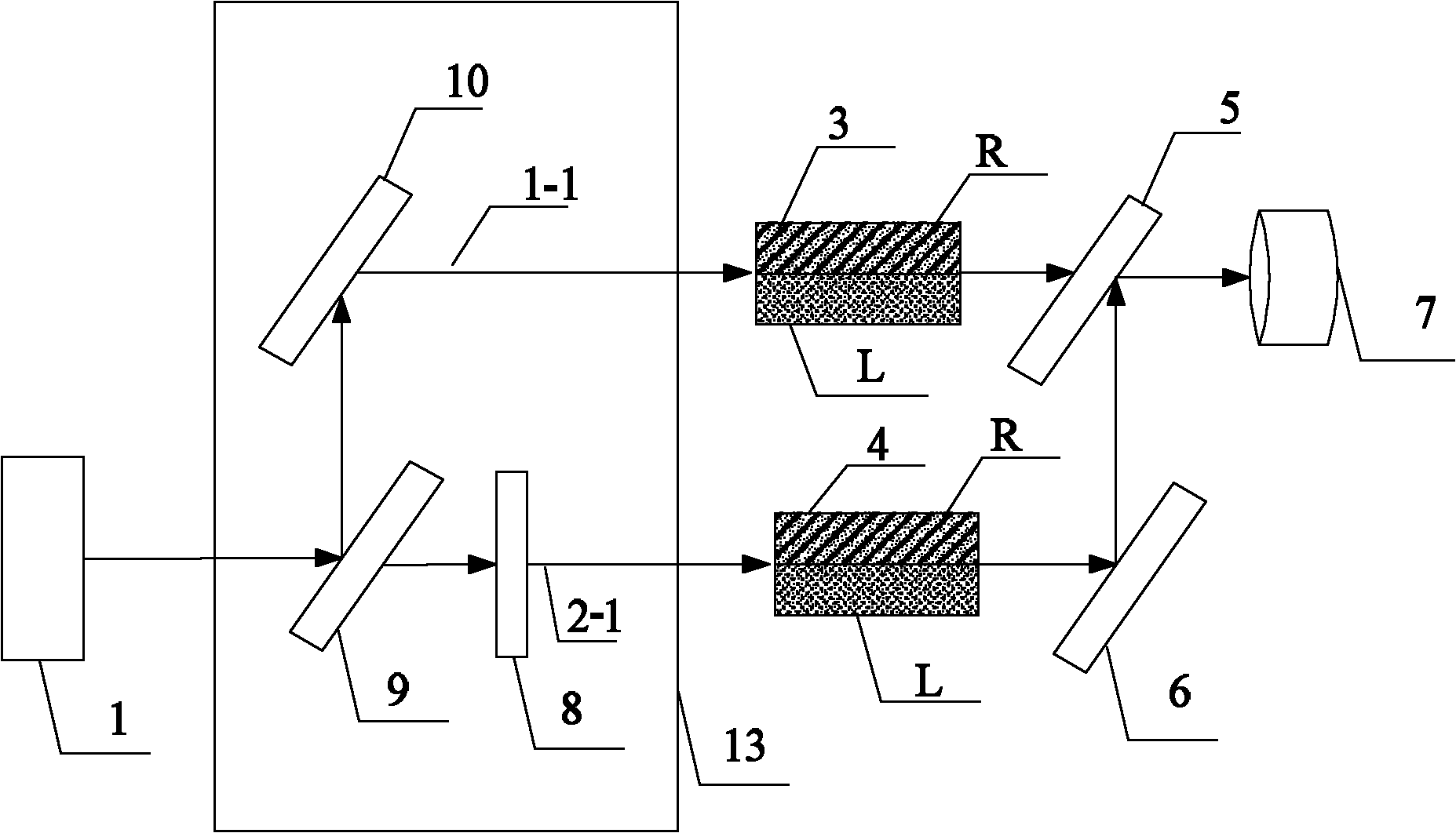 Difference-stream detecting method based on BSO (Bi12SiO20) crystal and device for realizing same