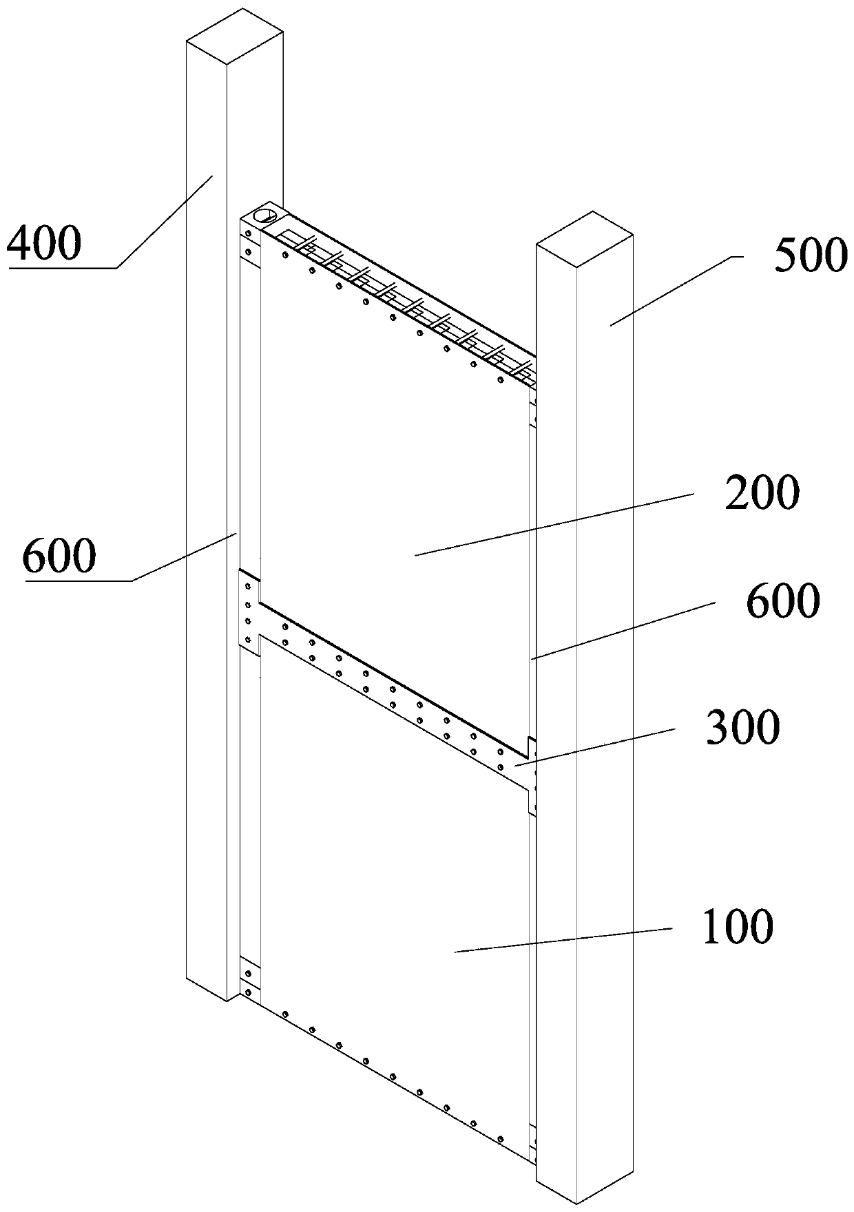 Fabricated shear wall with steel plate stud combined type diagonal bracing and construction method