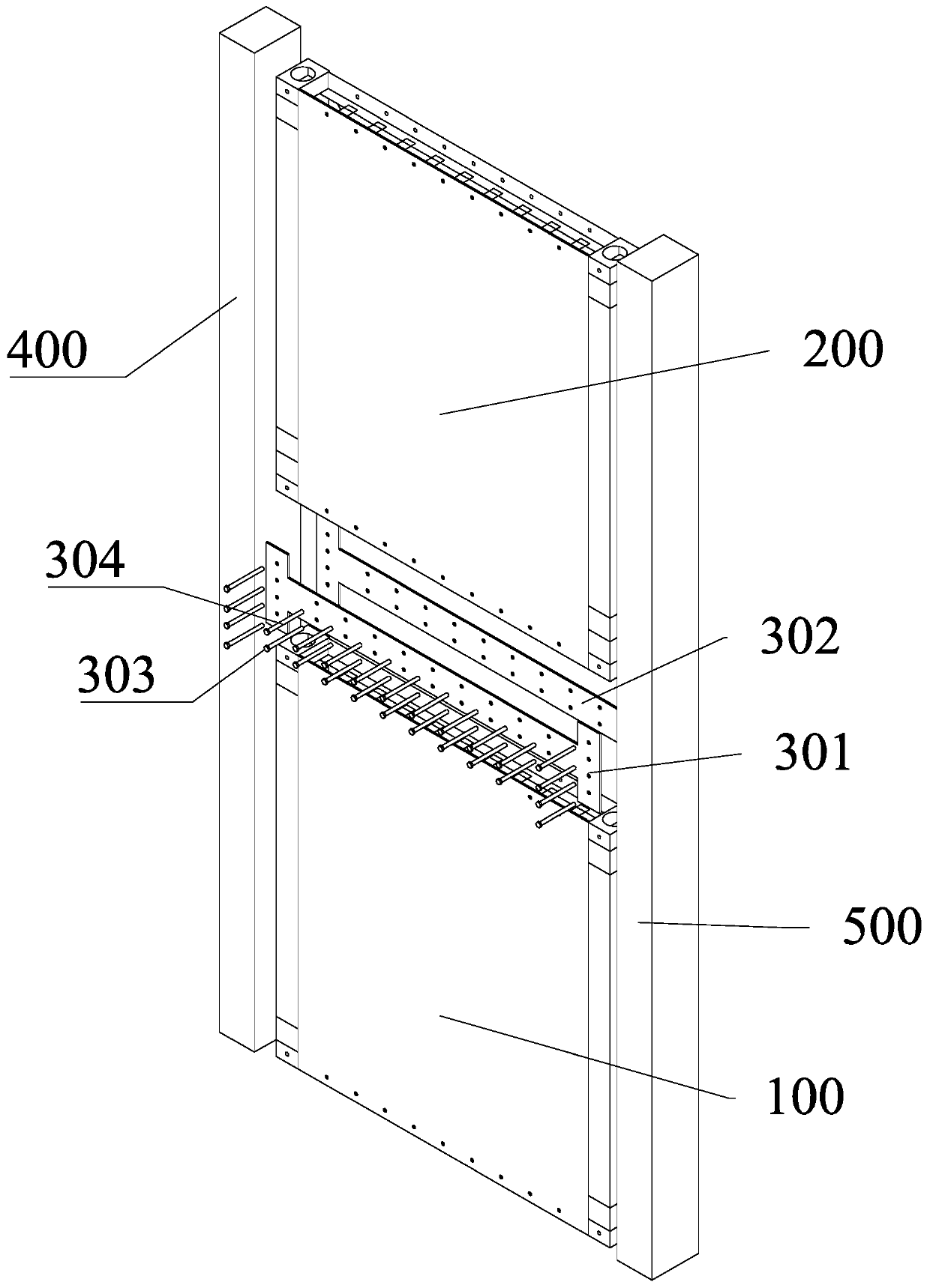 Fabricated shear wall with steel plate stud combined type diagonal bracing and construction method