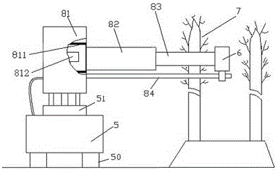 Portable device for spraying pesticides for garden seedling trees and using method thereof