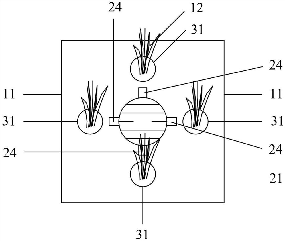 Sprinkling irrigation circulating flow type ultraviolet enhanced ecological water purification system