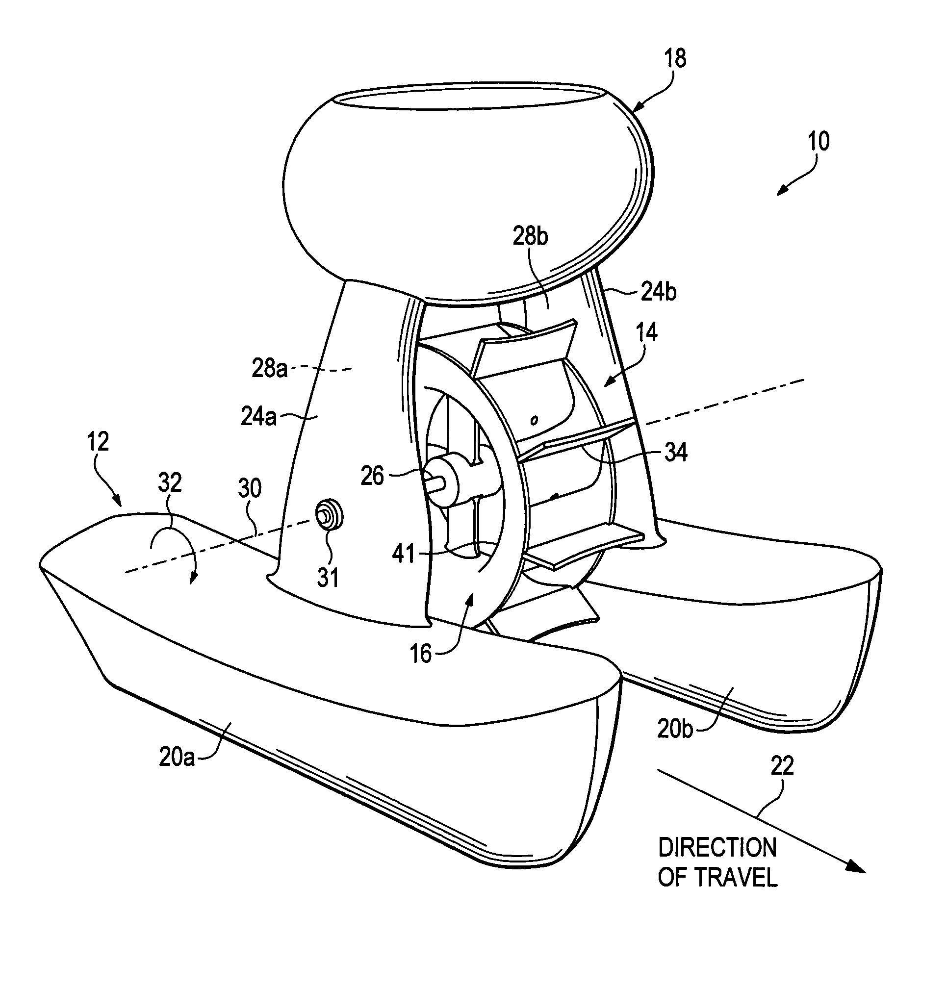 Water vessel using self-propelled water wheel