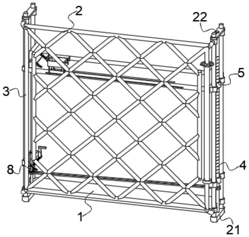 Operation table with anti-falling mechanism for attached scaffold