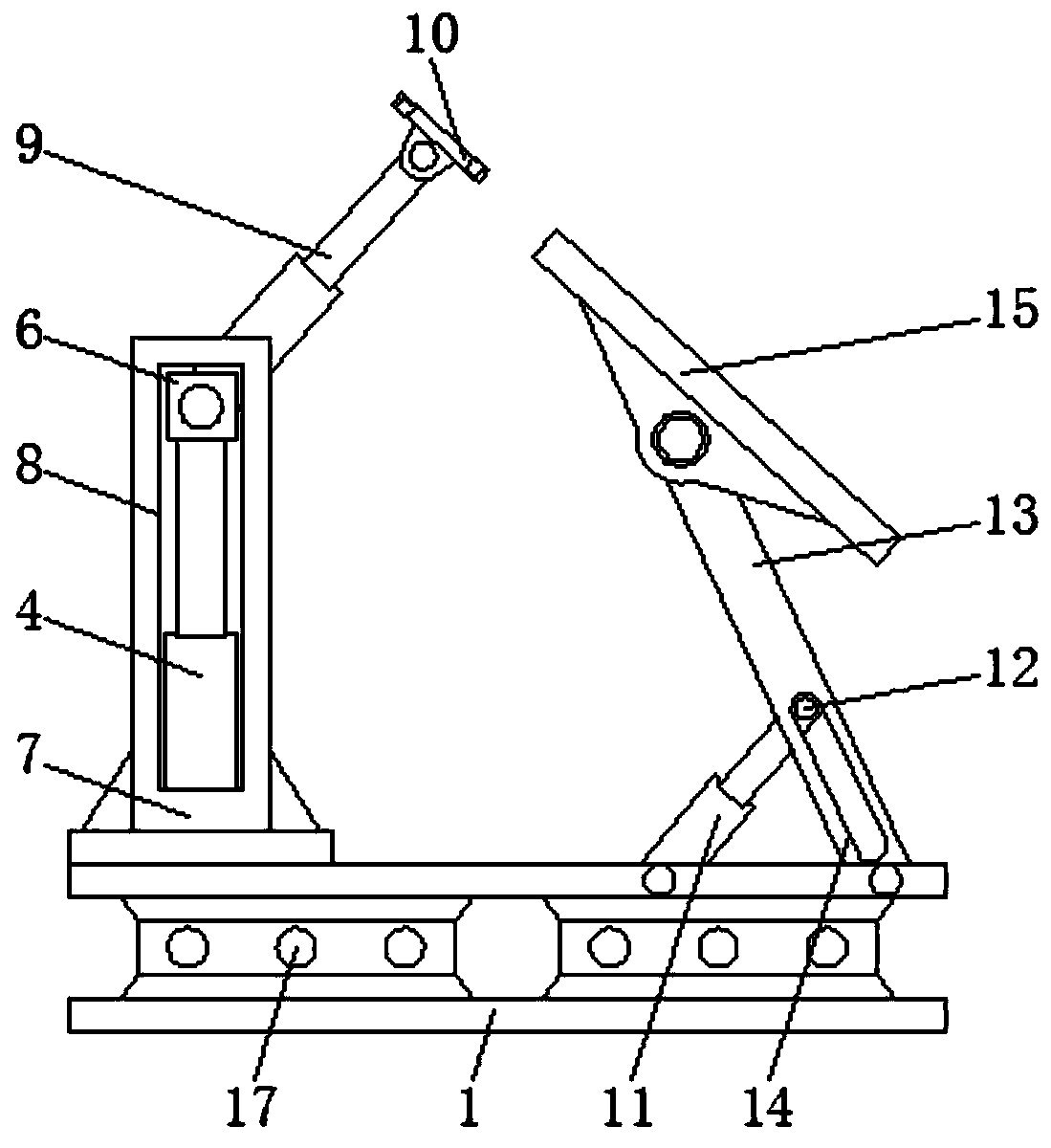 Lifting and unloading device for cargo box of engineering vehicle