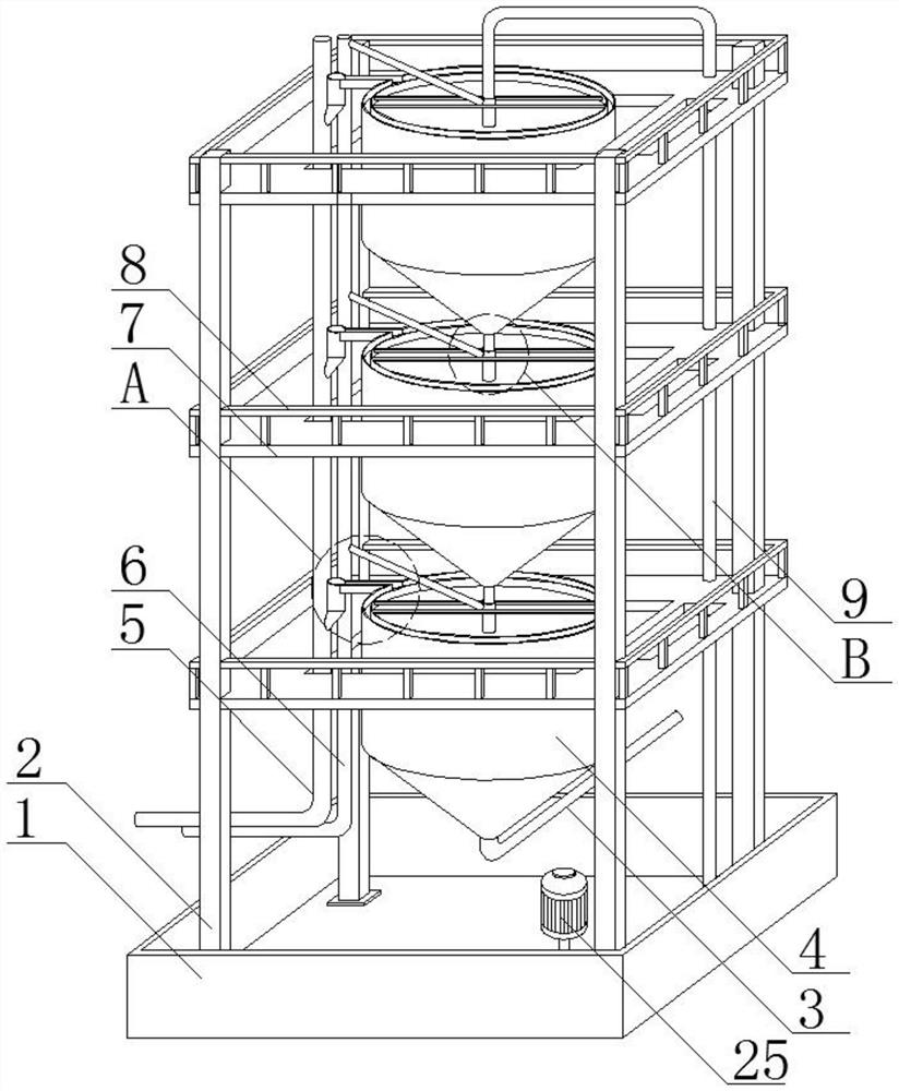 Multistage recovery tower for washing quartz sand