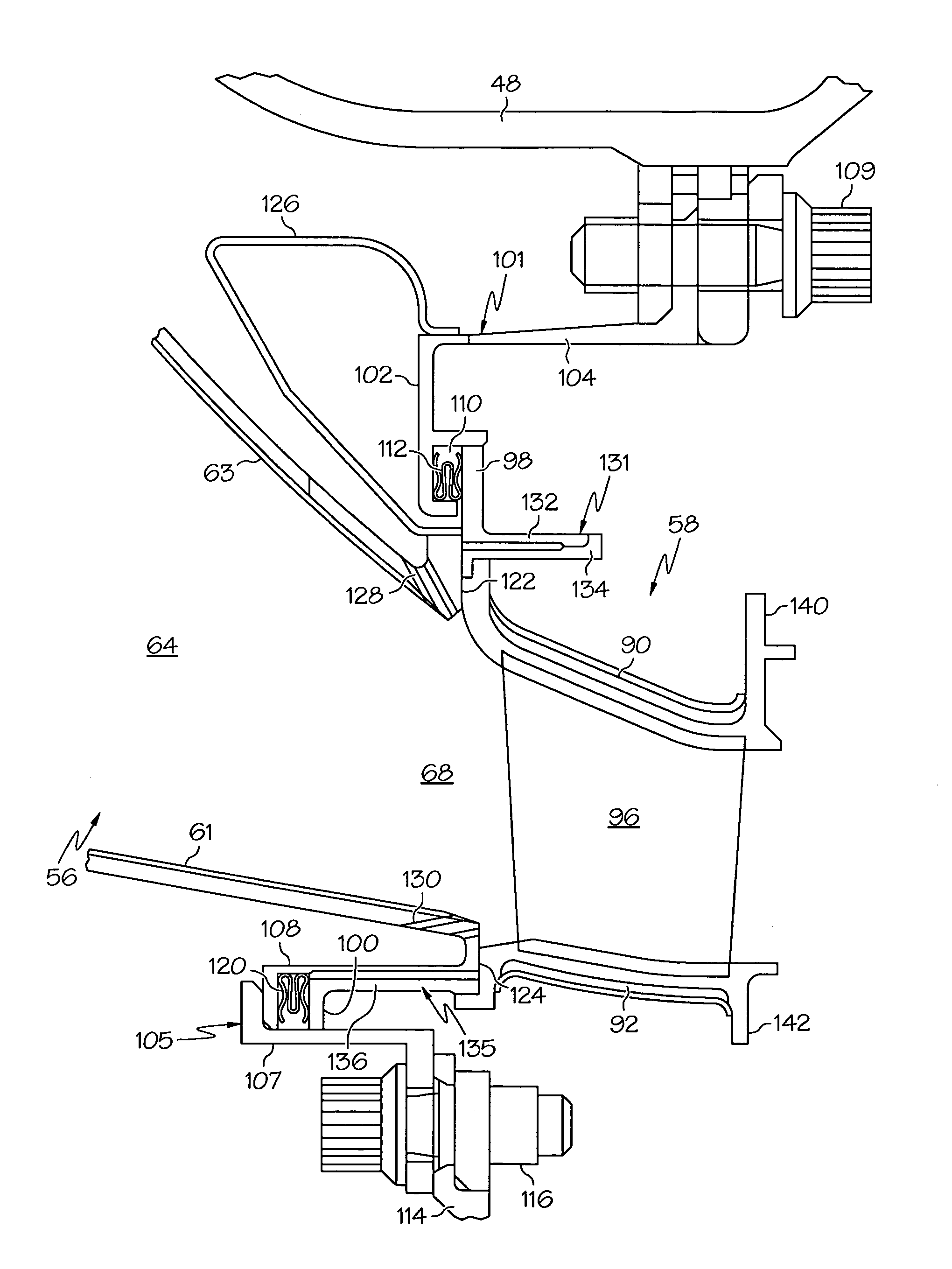 Turbine nozzle assembly including radially-compliant spring member for gas turbine engine