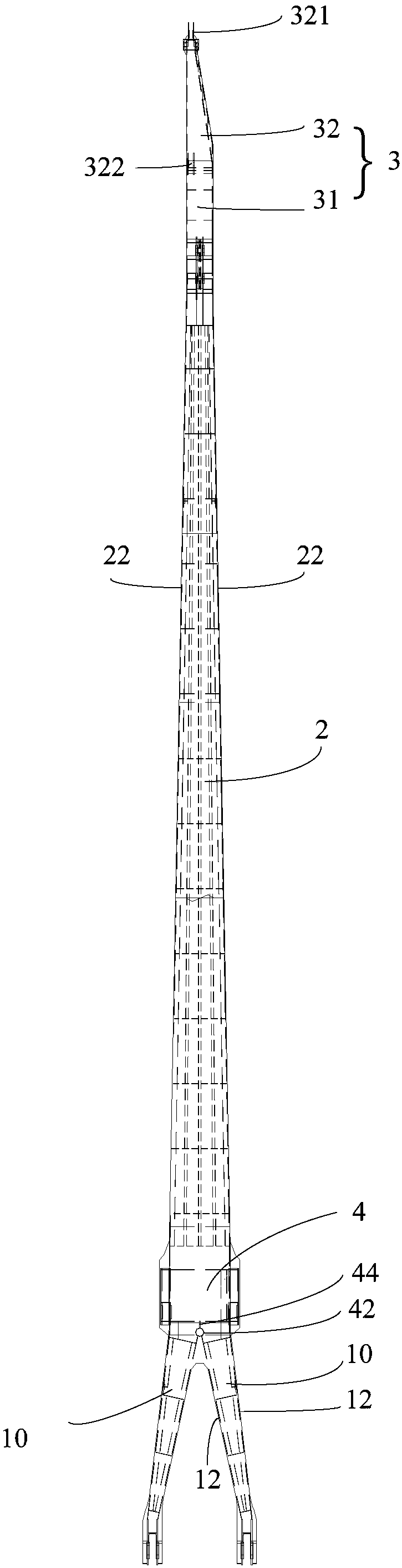 Cantilever crane of oil cylinder amplitude-changing crane