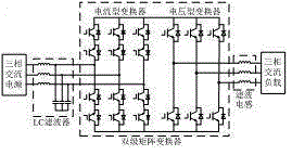 Two-stage matrix converter topological structure being capable of outputting alternating voltage and direct voltage