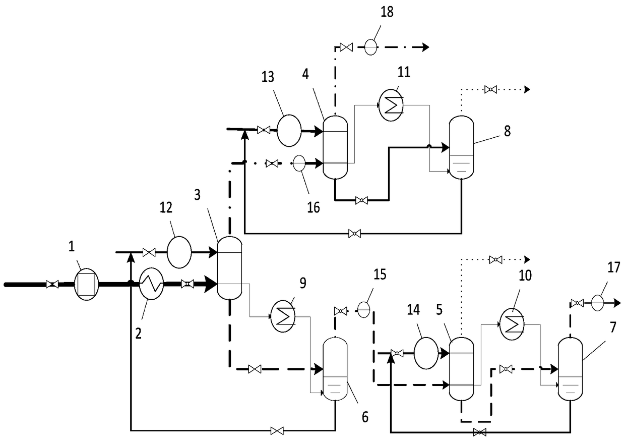 A low energy consumption hydration air separation device and method