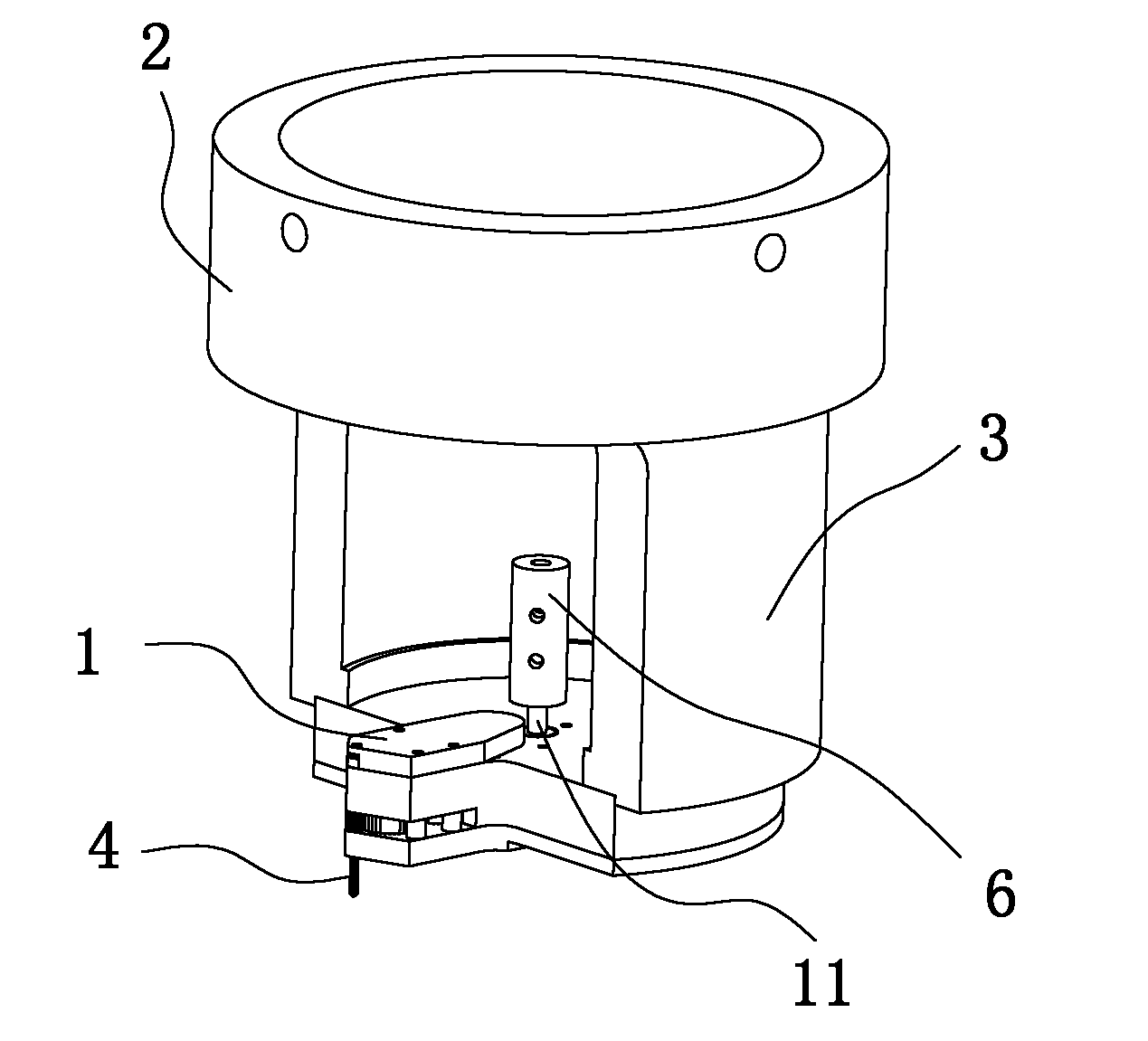 Machining device for drilling and tapping inside small space