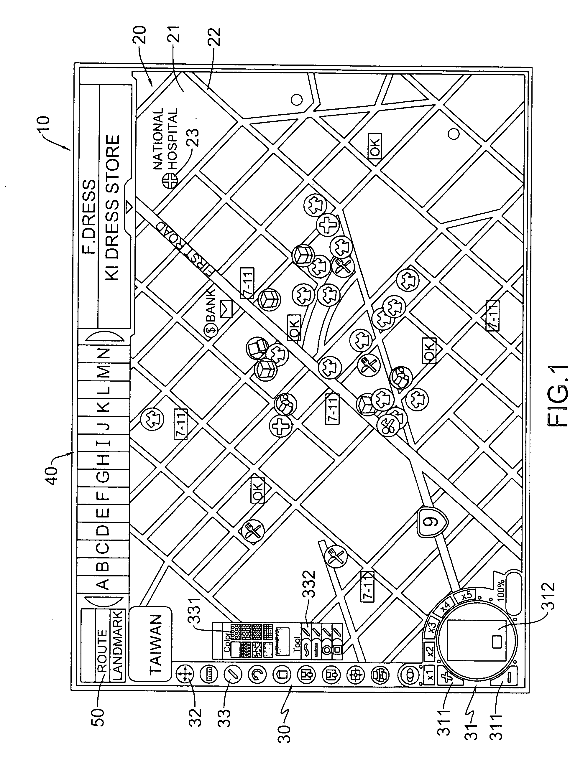 Electronic map with a drawing feature