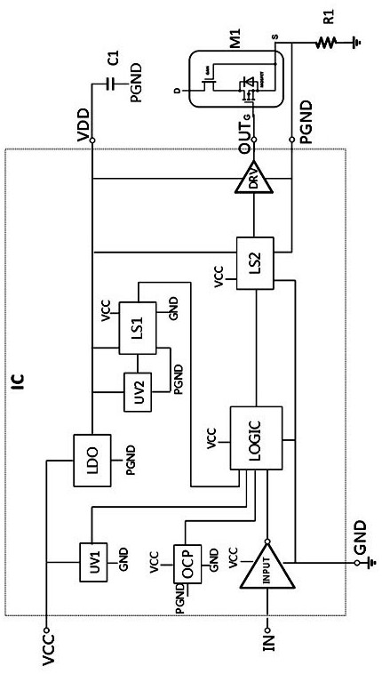 Gallium nitride power tube driving circuit with overcurrent protection function