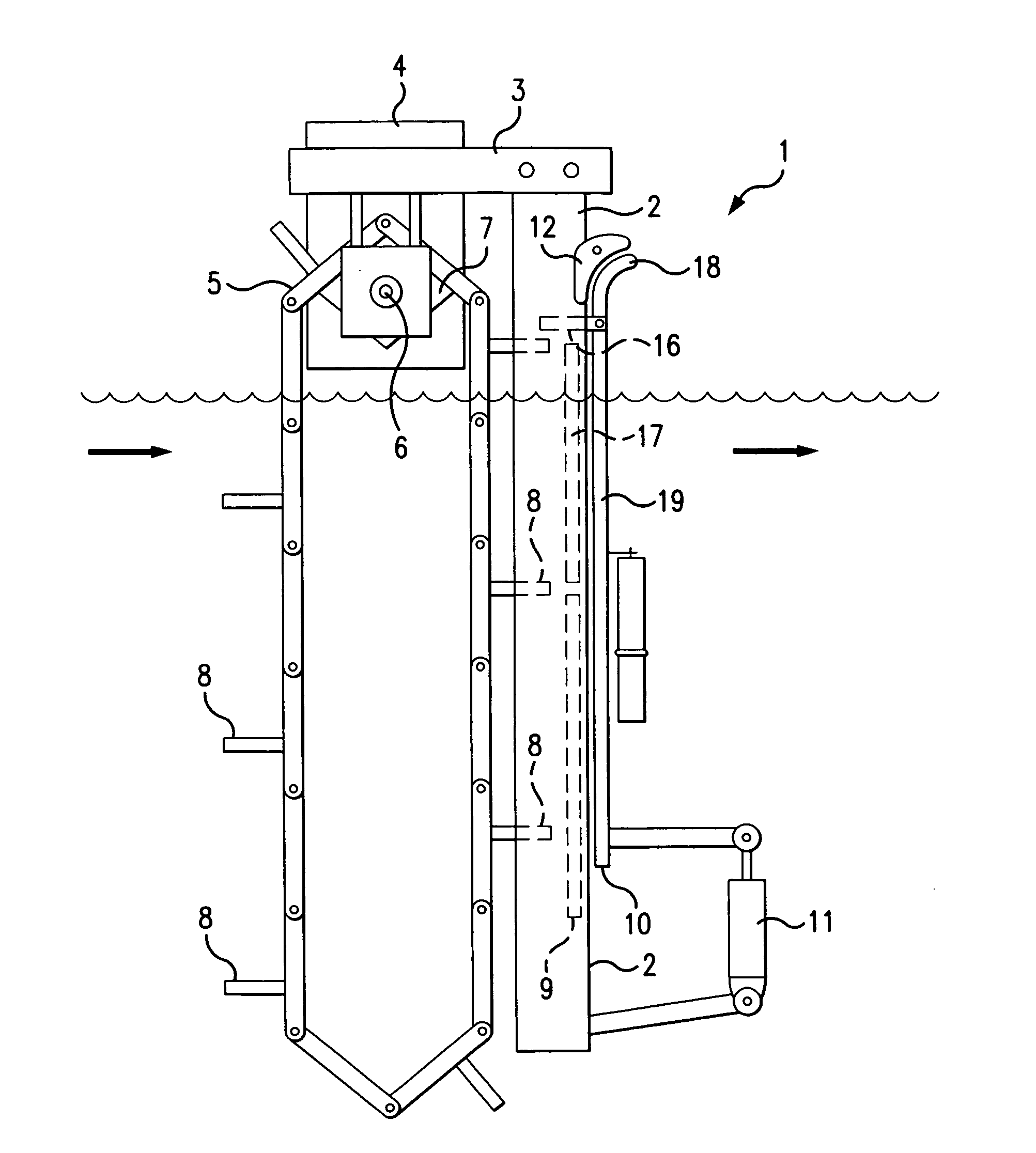 Thin plate apparatus for removing debris from water