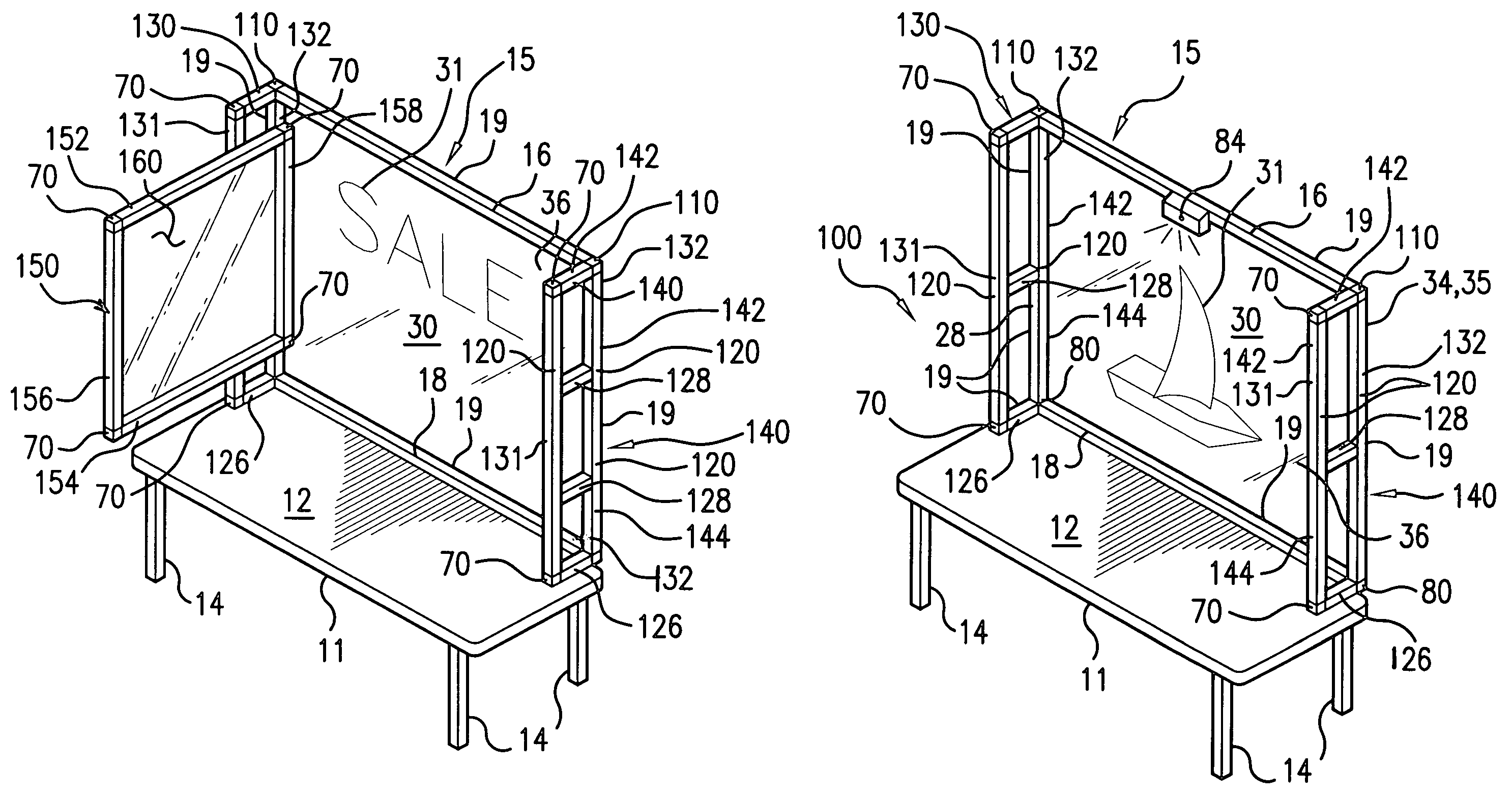 Double sided table top display apparatus