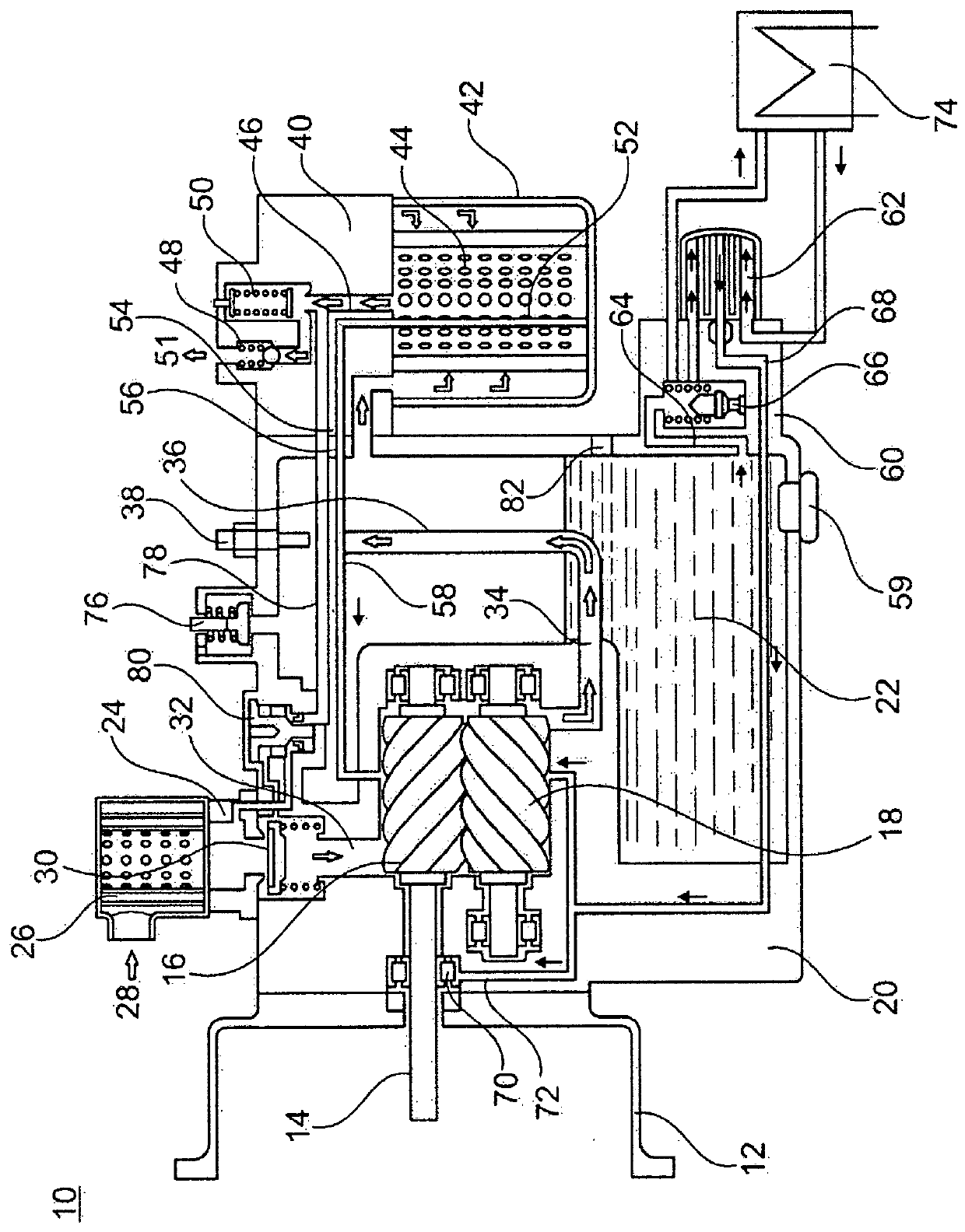 Screw compressor for a utility vehicle