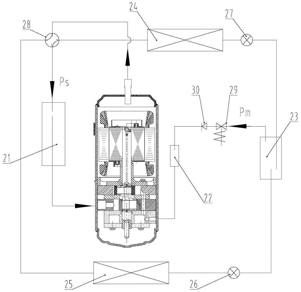 A rolling rotor two-stage compressor