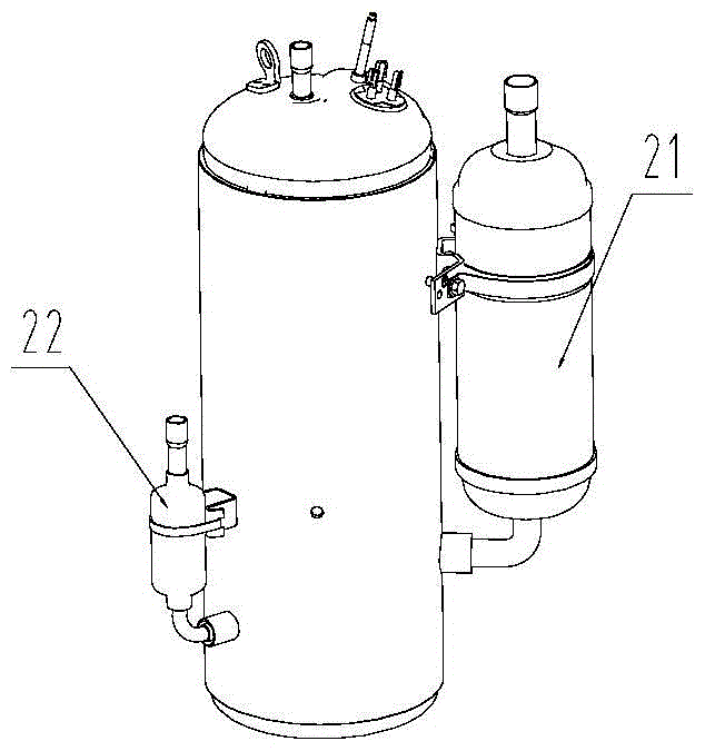 A rolling rotor two-stage compressor