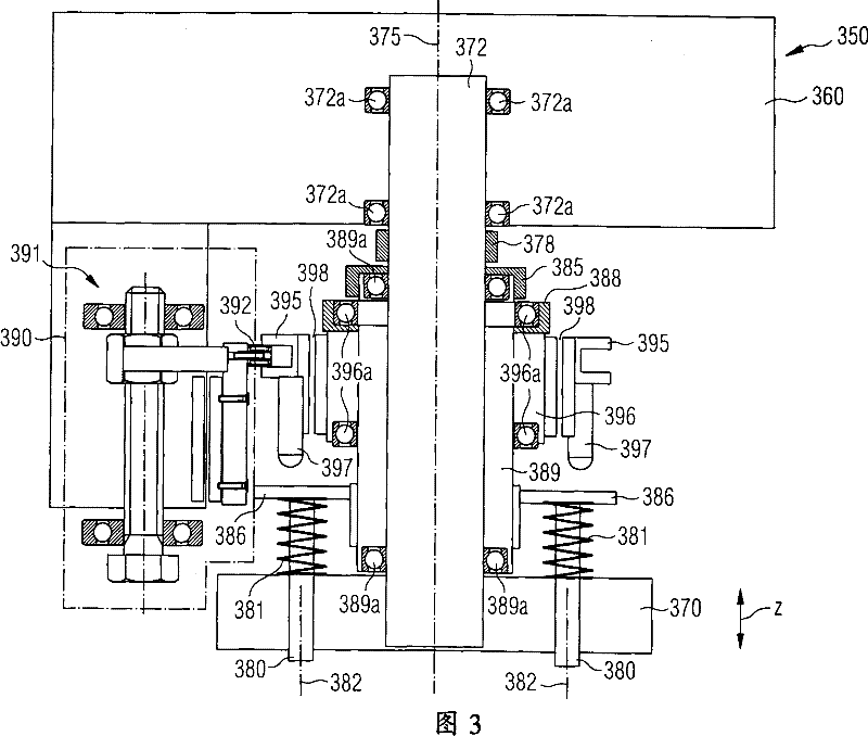 Multiple mounting head with collective rotary drive and adjustable lifting device for component holding devices