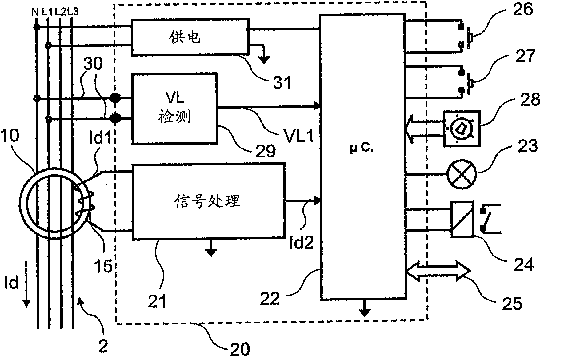 Device and method for signaling electric fault, unit and switch panel comprising the device