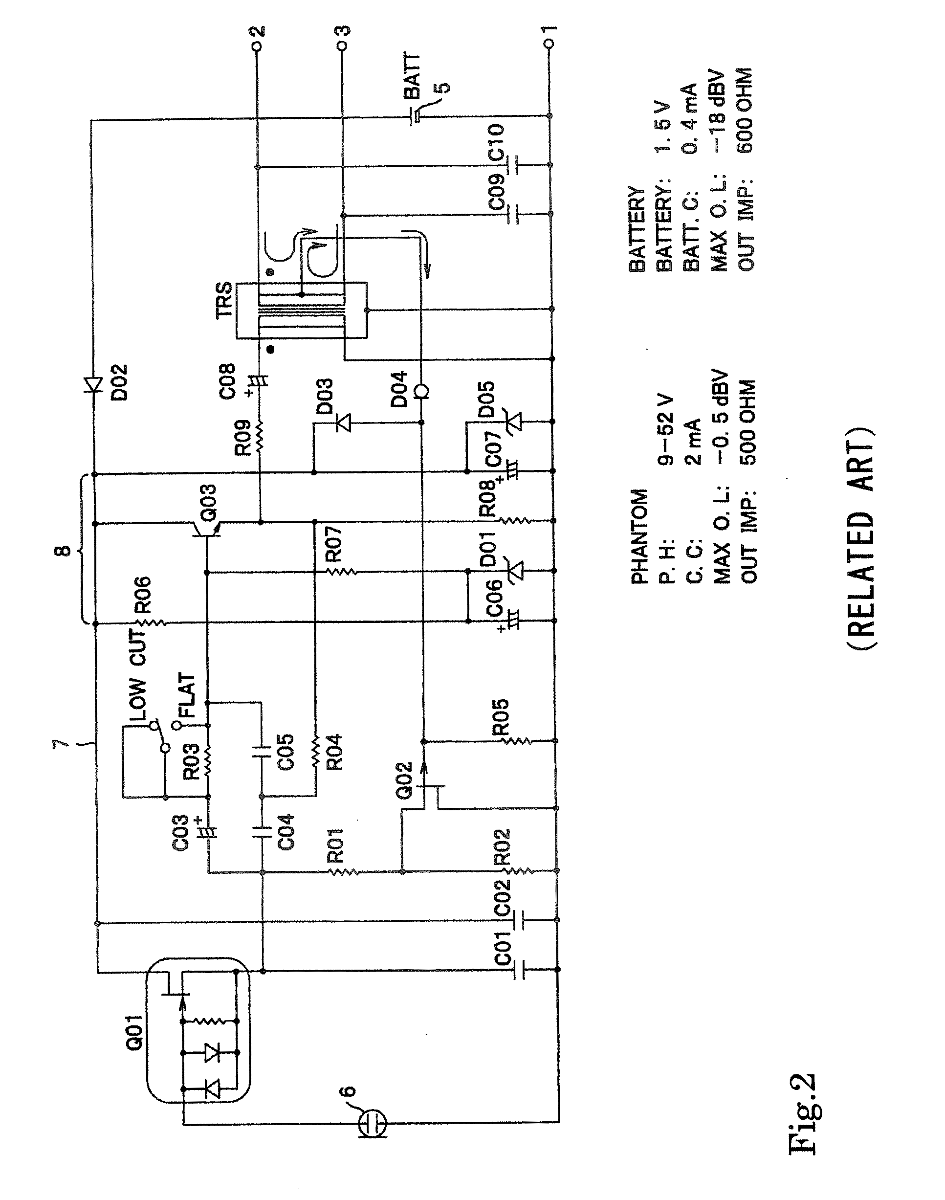 Condenser microphone circuit