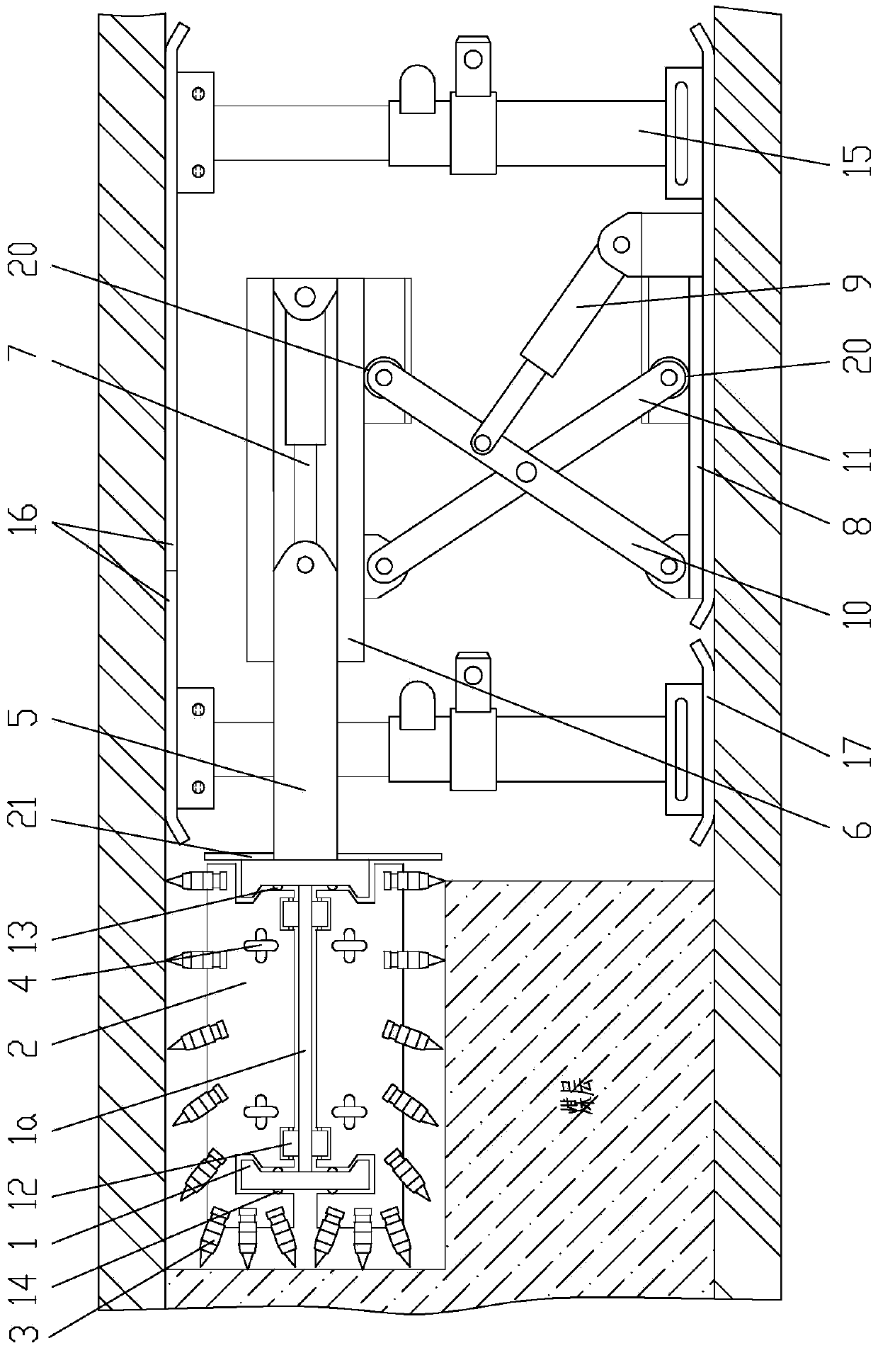 A coal mining and transporting machine integrating cutting and raking coal mining