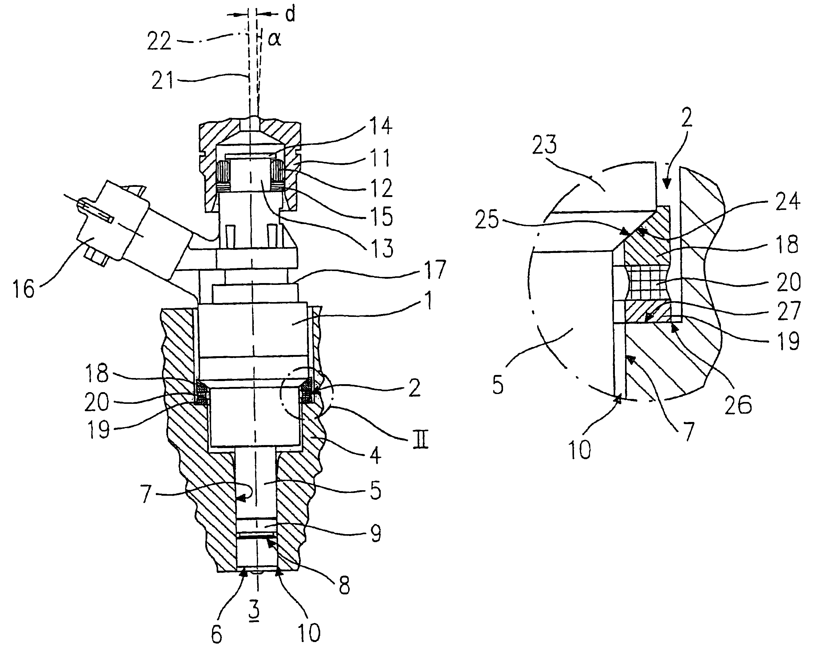 Compensating element for a fuel injector valve