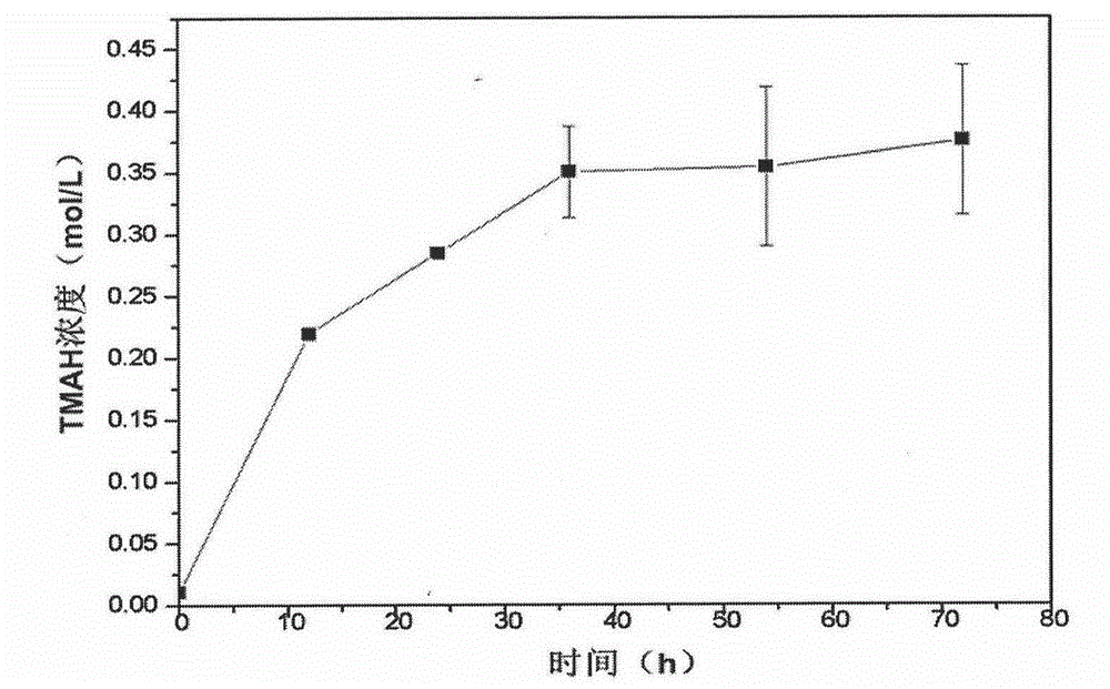 Method for preparing tetramethylammonium hydroxide by continuous flow bioelectrochemistry system