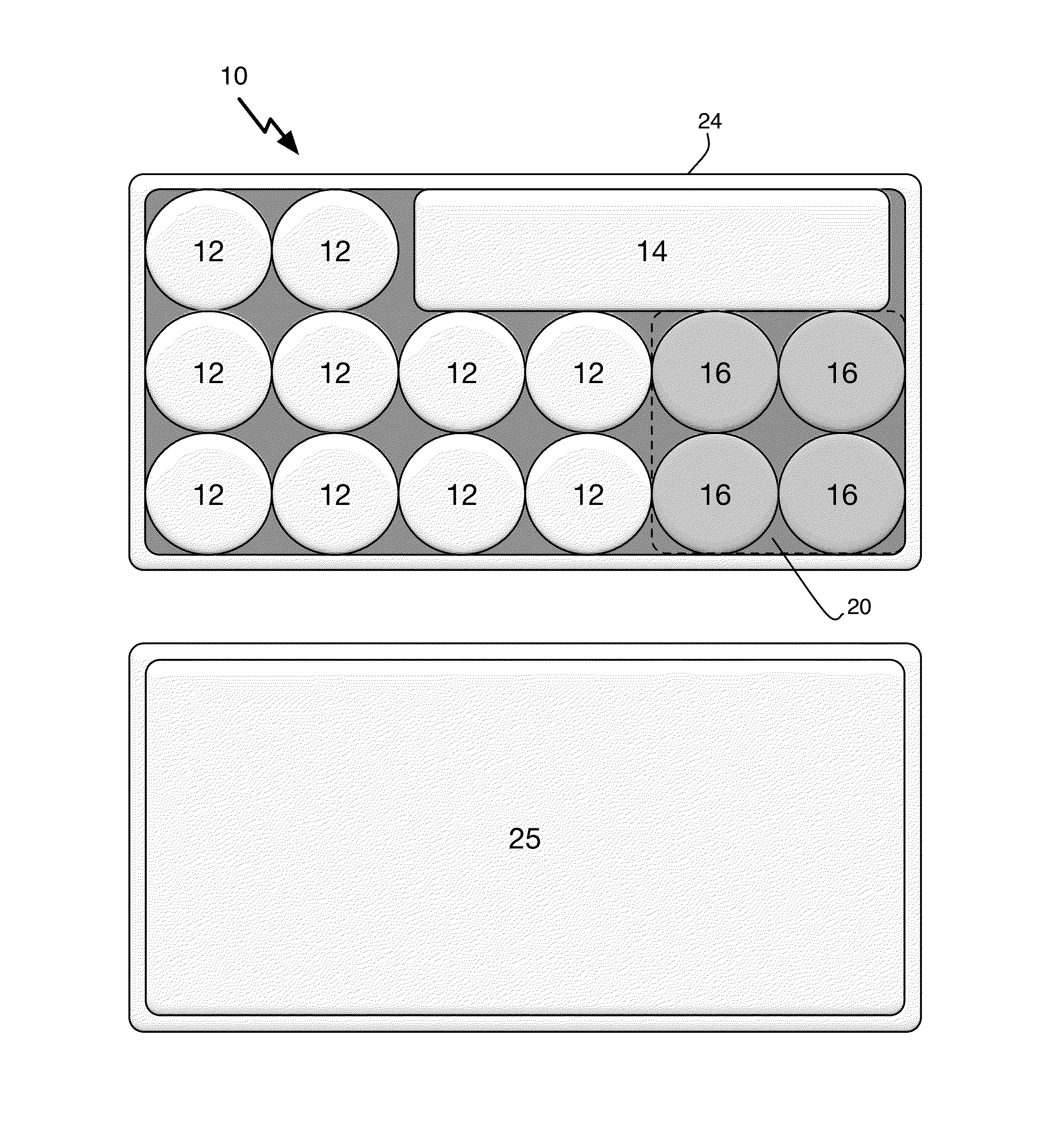 Rechargeable storage battery with improved performance