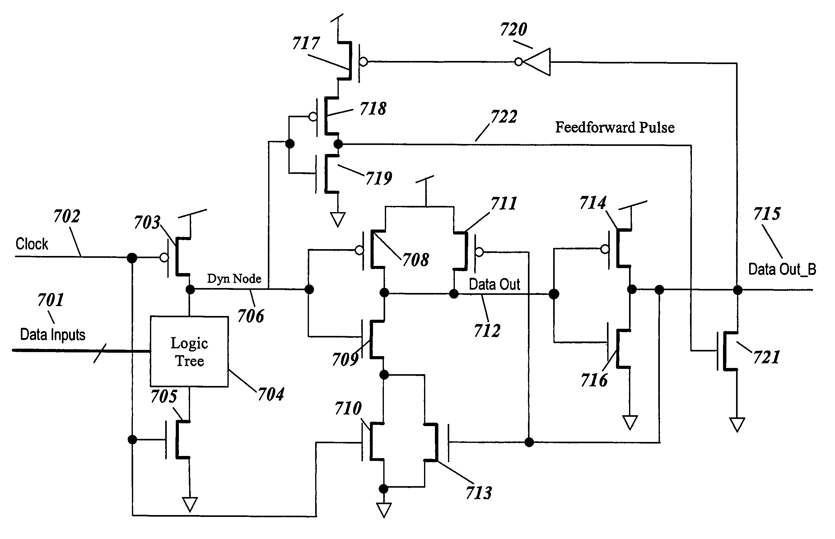 Feedforward limited switch dynamic logic circuit