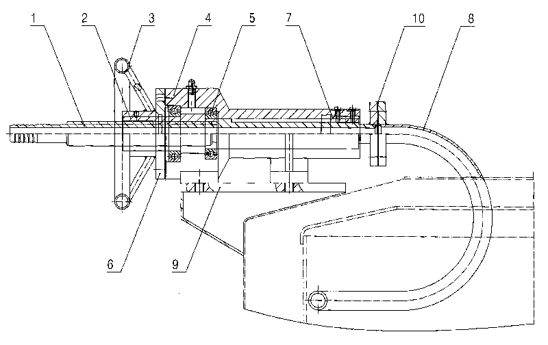 Liquid skimming device in settling and filtering type centrifuge