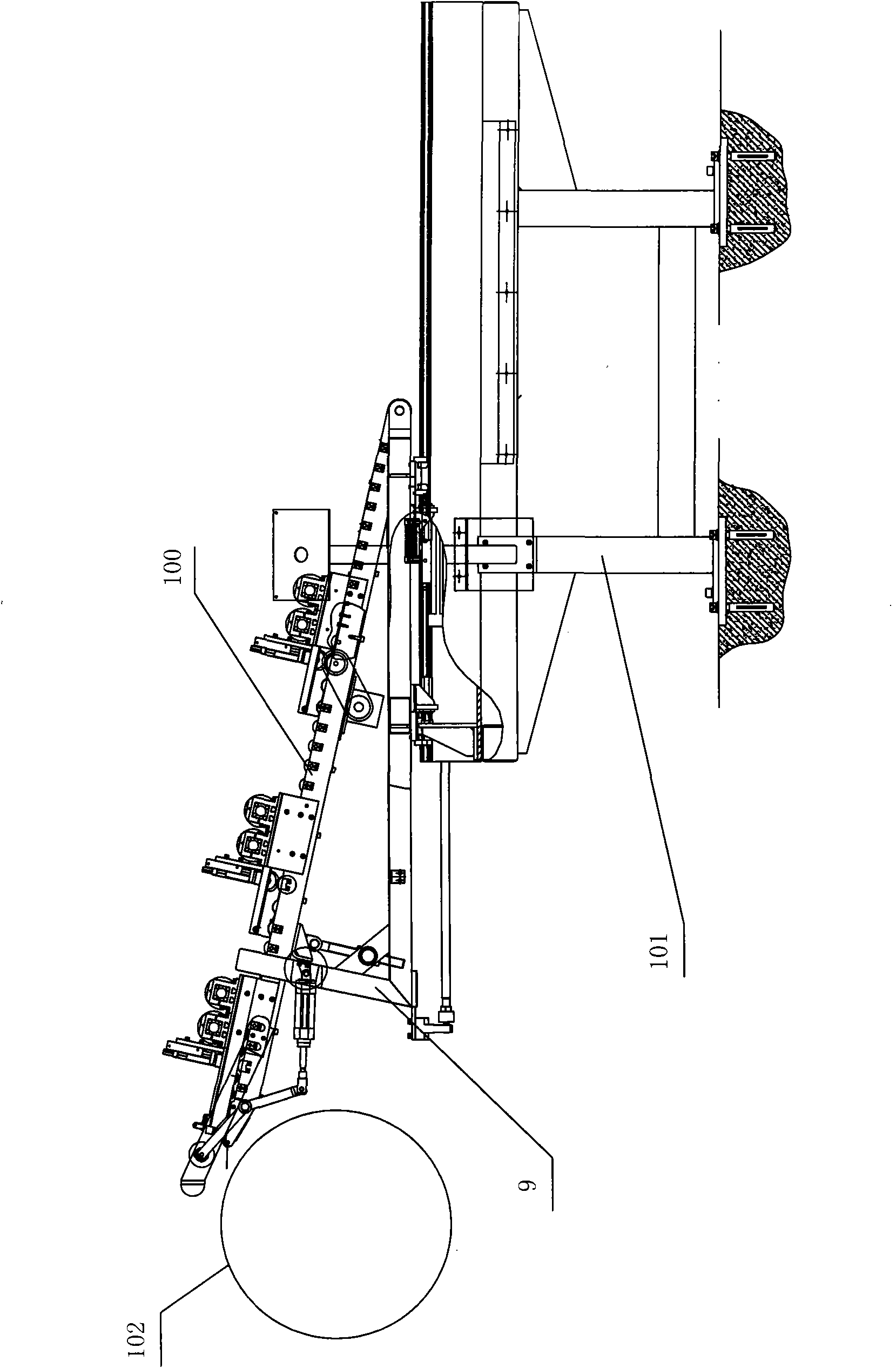 Shoulder wedge feeding frame and front guiding and positioning method thereof