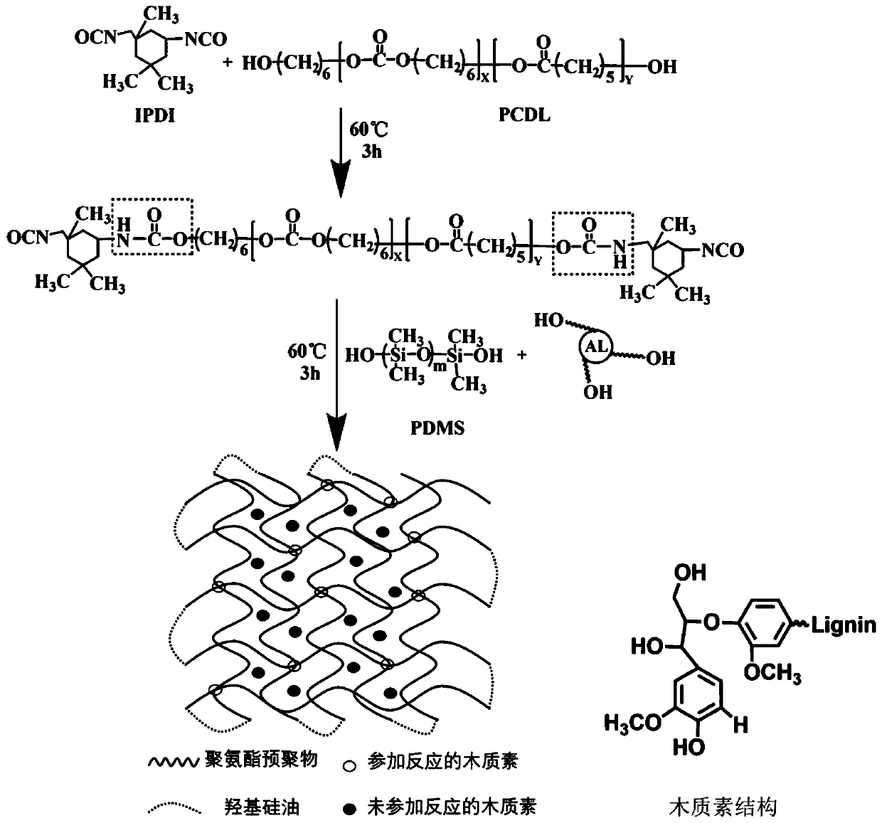 Polysiloxane-based polyurethane/lignin elastomer as well as preparation method and application thereof