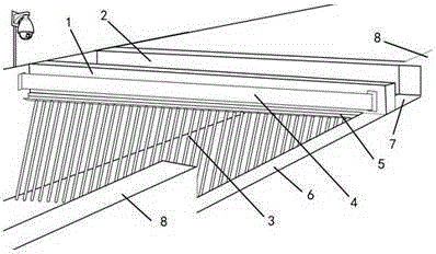 Inclined hanging water blocking overflow automatic debris removal device