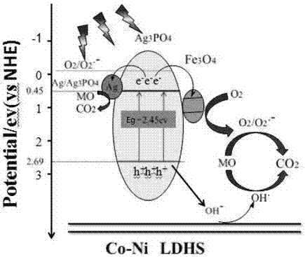 A single-layer hexagonal ag  <sub>3</sub> po  <sub>4</sub> /fe  <sub>3</sub> o  <sub>4</sub> /co‑ni LDH Composite Preparation Method