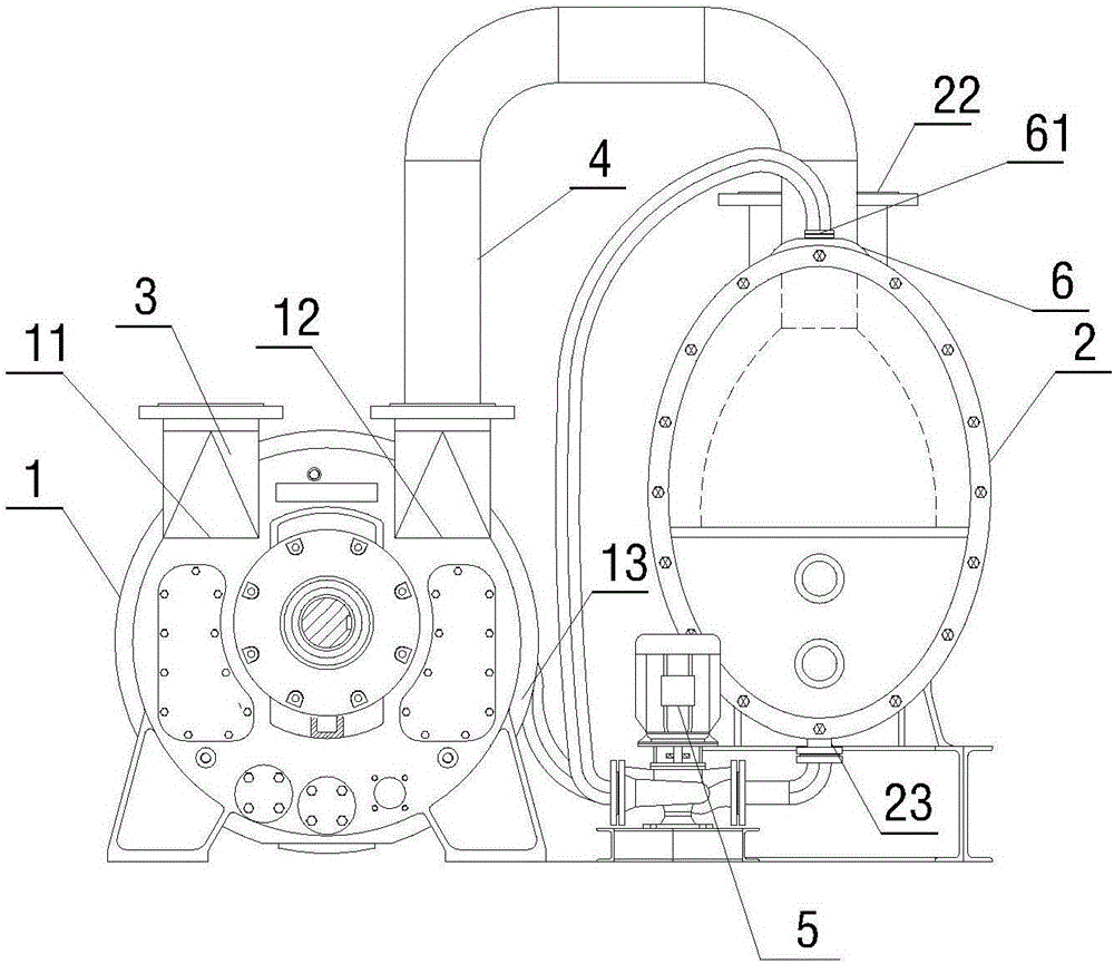 Pressurization type liquid ring vacuum pump water return system with rotating film and water return method thereof