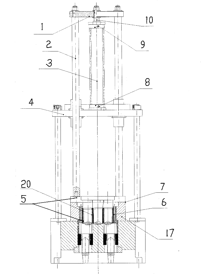 Reducing piled force-expanding type oil cylinder opening-closing device and using method thereof