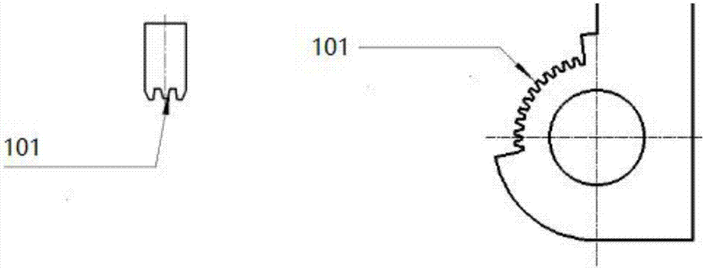 Manual rearview mirror with trapezoidal teeth having limiting function for locomotive