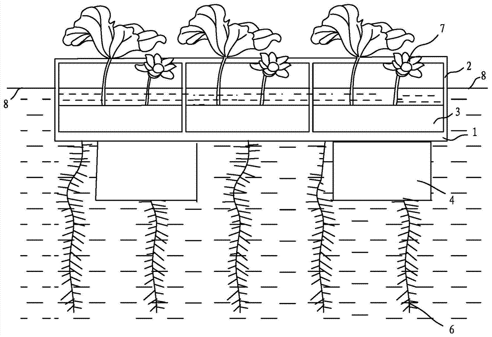 Aquatic plant planting floating bed, planting floating bed group and planting method
