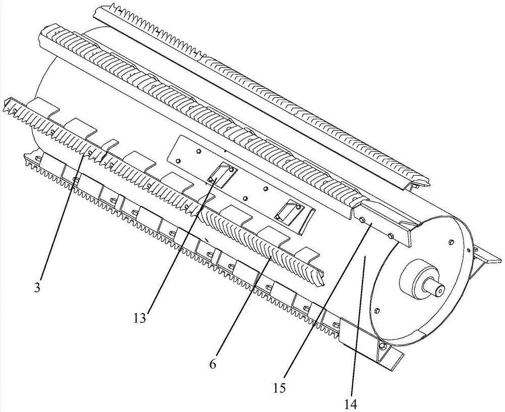 Transverse axial flow threshing and separating device