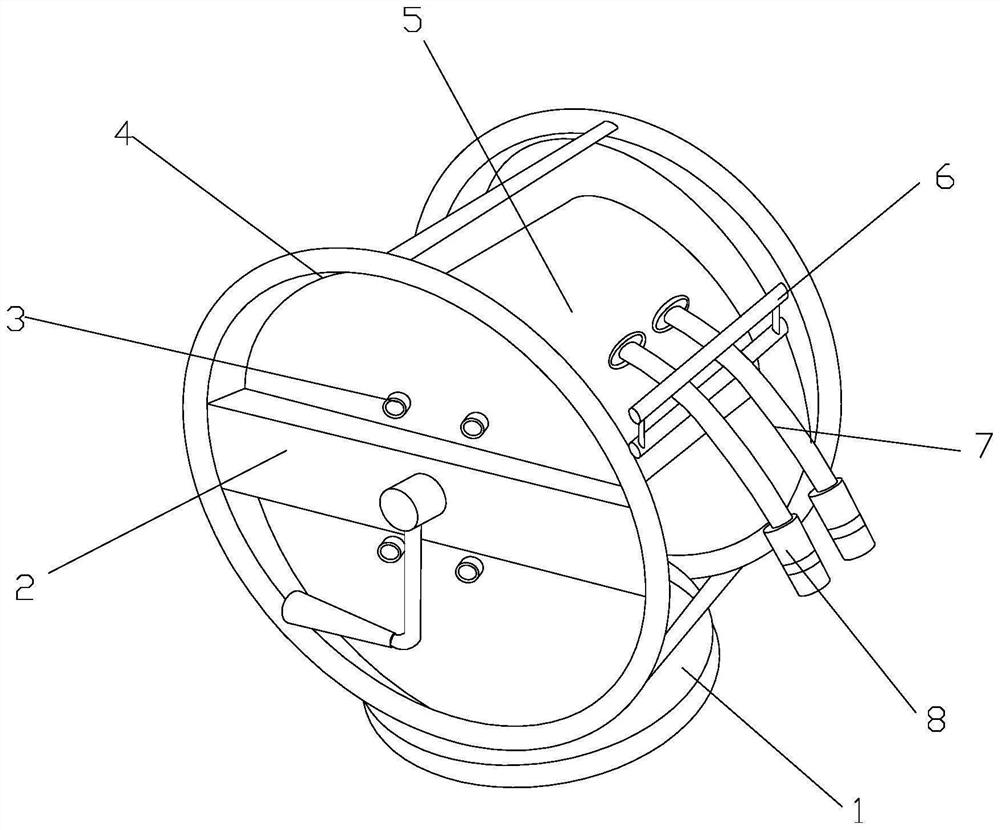 A vehicle-mounted oxygen supply rescue reel device for a fire truck