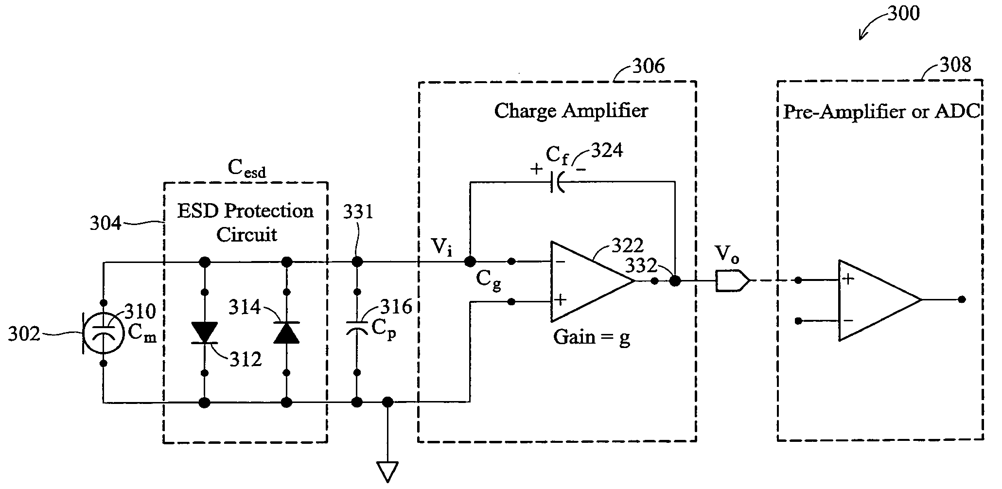 Microphone circuit and charge amplifier thereof