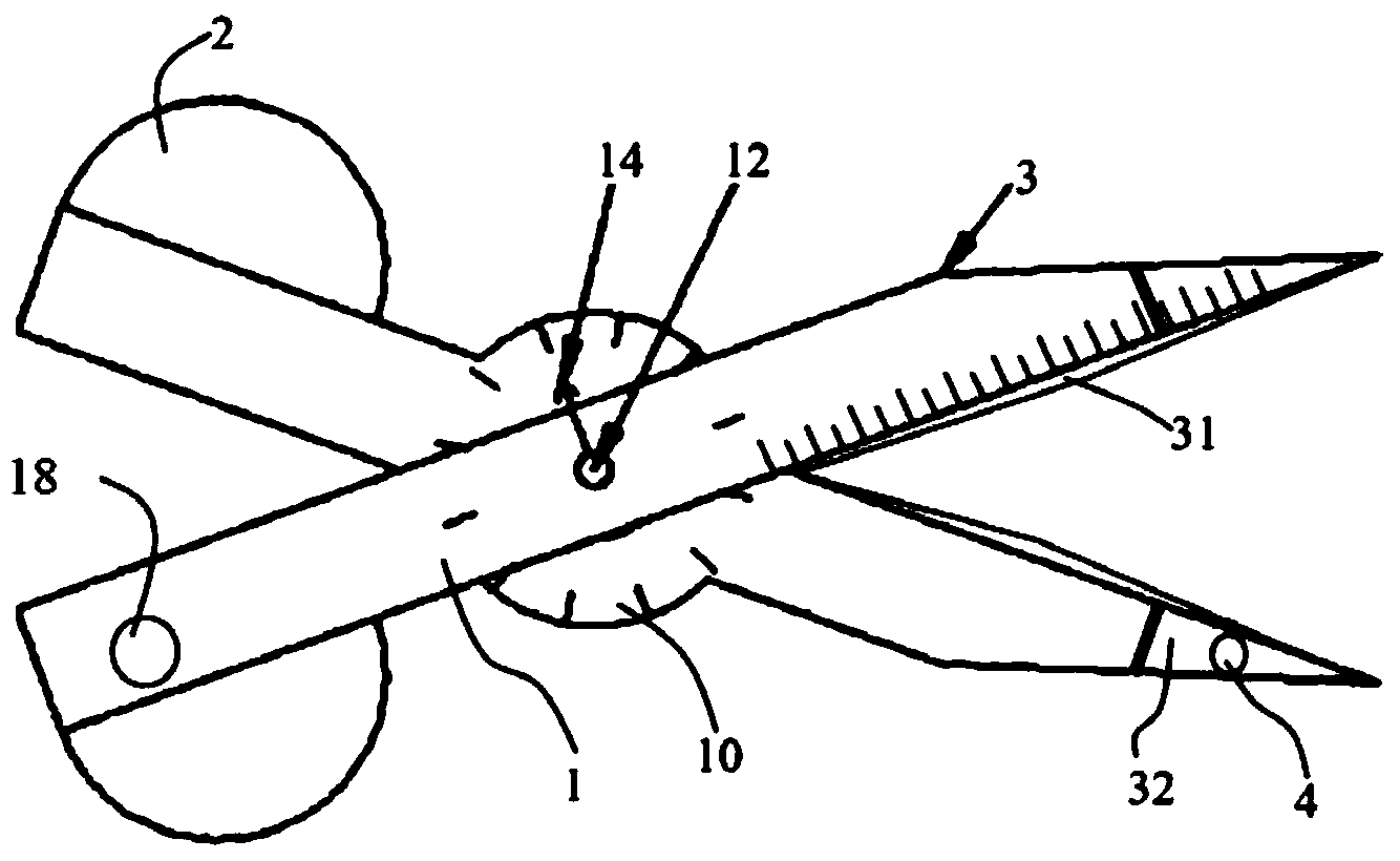 Scissors with head tip telescopic function
