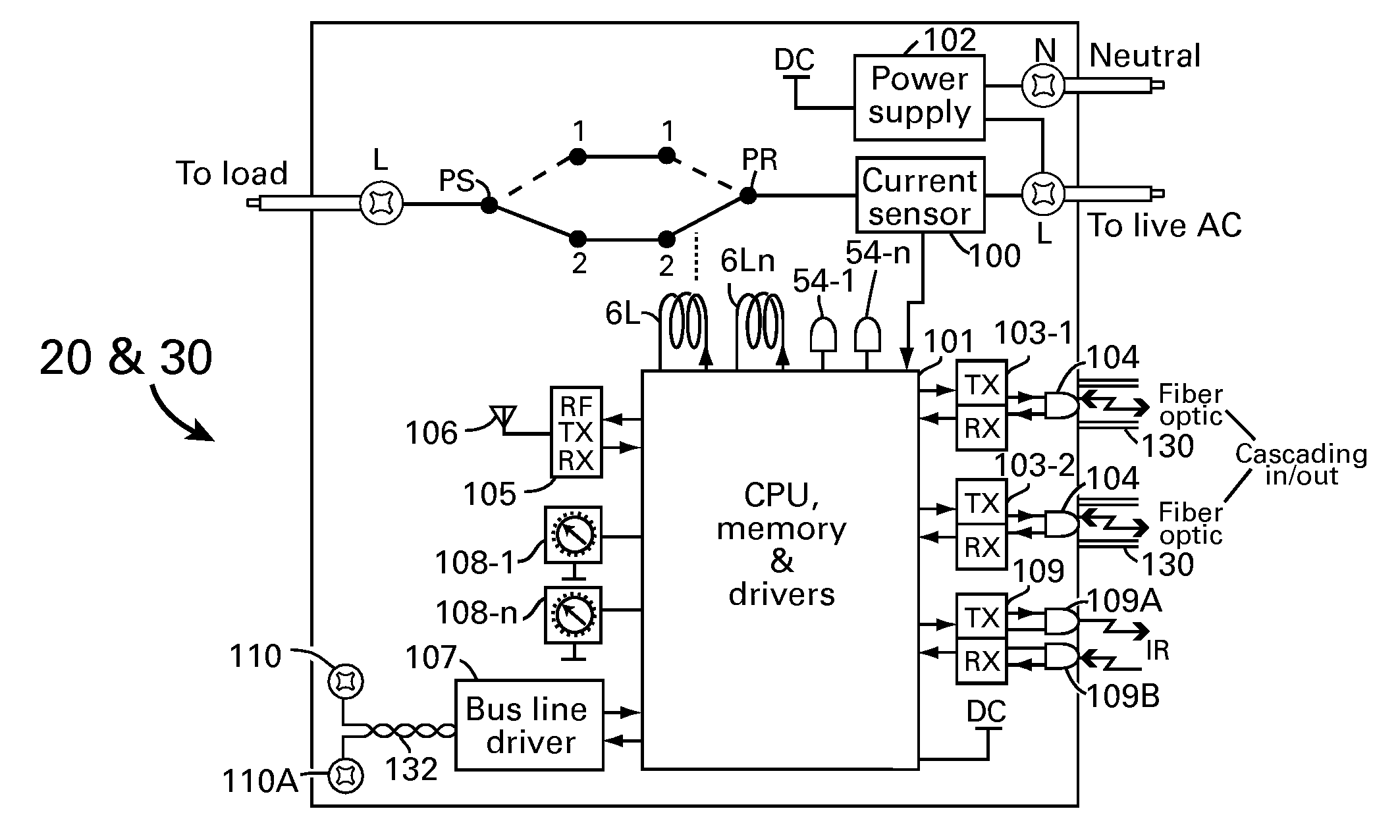 Integrated SPDT or DPDT switch with SPDT relay combination for use in residence automation