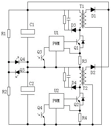 Voltage-sharing DC capacitor system for large-power frequency converter