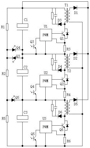 Voltage-sharing DC capacitor system for large-power frequency converter