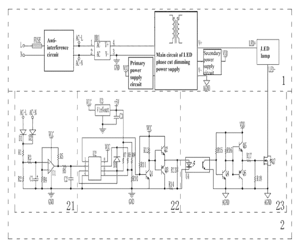Kind of pulse width dimming control circuit for LED phase cut dimming power supply