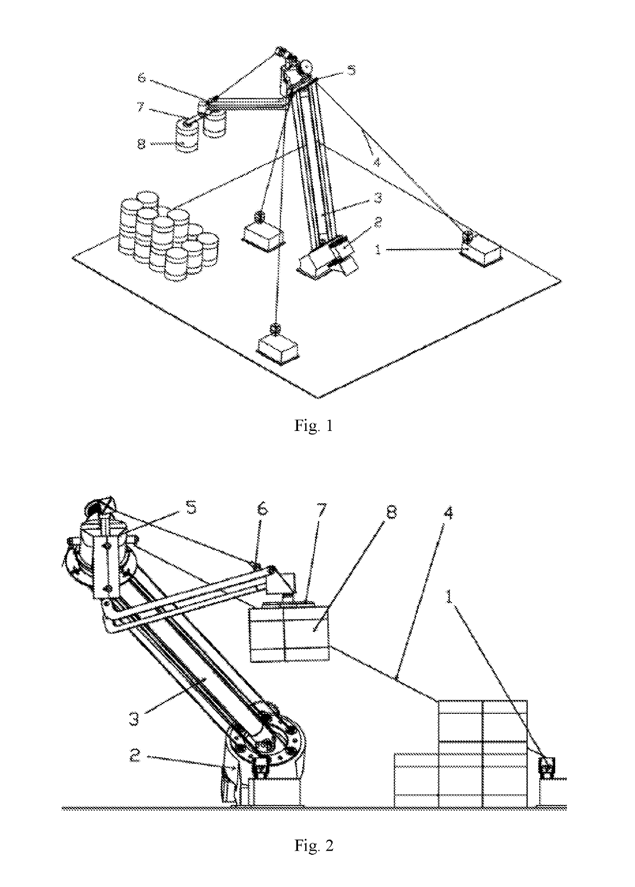 Cable-strut combination driven parallel robotic palletizer